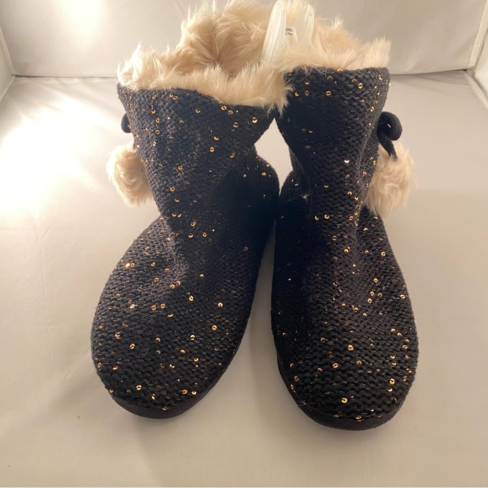 Target branded chai booties slippers pom poms soft interior hard sole